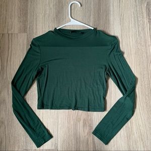 Dark Green SHEIN Cropped Long Sleeve